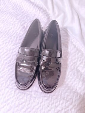 Zara Glossy Black Patent Loafers
